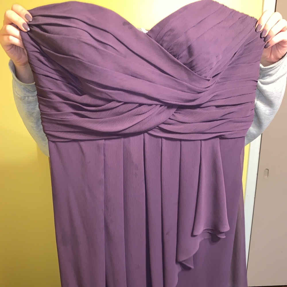 David’s Bridal F14847 Strapless Purple Short Dress